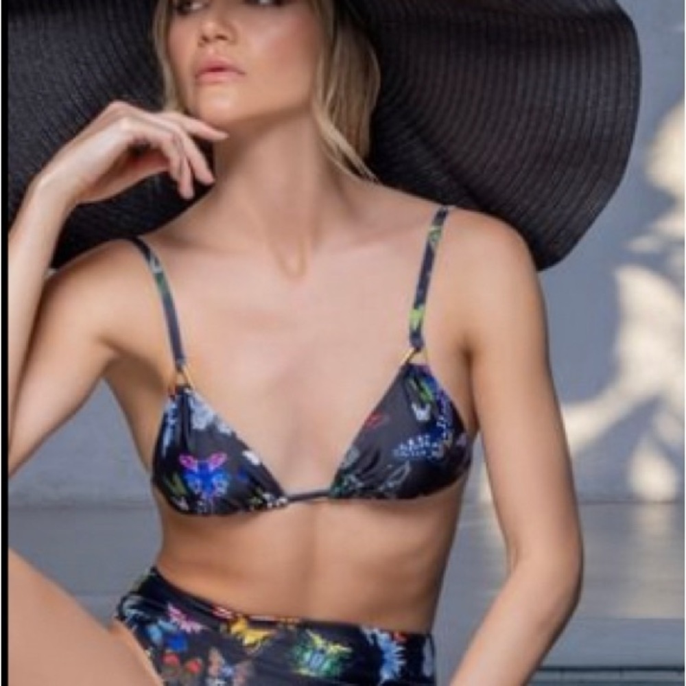 NWT swiminista x Christian lacroix black butterfly parade print  top